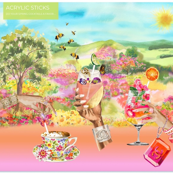 NIB Acrylic Sticks Cocktail Stir Sticks, Texas Theme 4-Pack - Picture 2 of 5